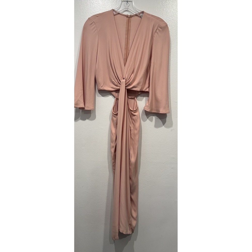 Bec & Bridge Pink Cut Out Dress V Neck Size 2 Slit Sexy Classy Glam Evening Boho